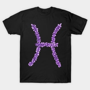 Hand Drawn Lavender Pisces Zodiac Sign in Watercolor and Ink T-Shirt